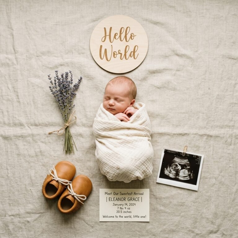 How to Style a Flat Lay Birth Announcement Photo Like a Pro