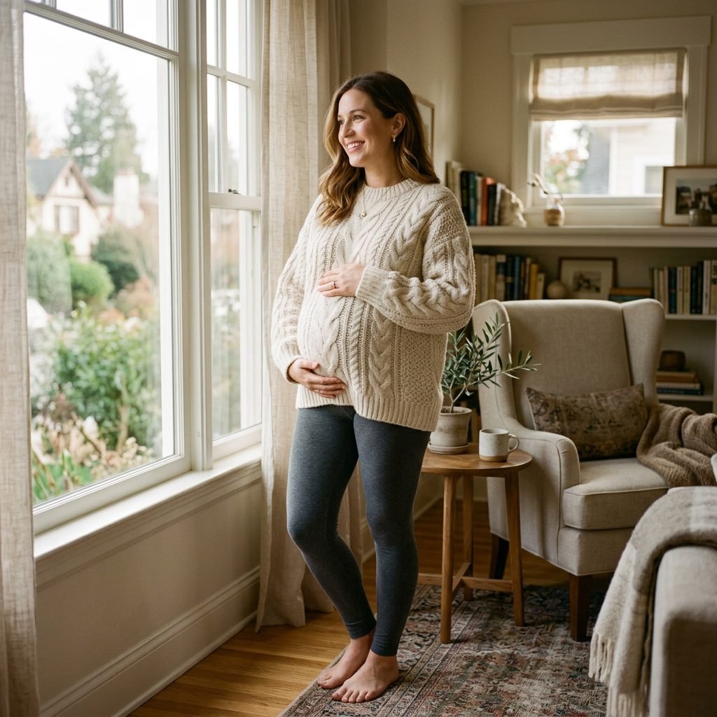 How to Style Oversized Chunky Knit Sweaters Over Your Pregnancy Bump