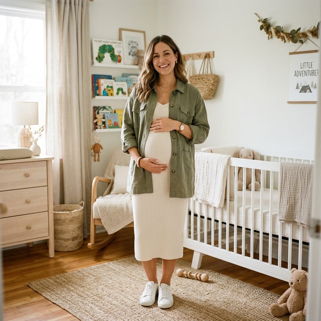How to Style Oversized Utility Shackets Throughout Your Pregnancy