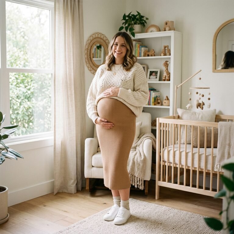 How to Style Ribbed Knit Midi Skirts for a Chic, Stretchy Maternity Look