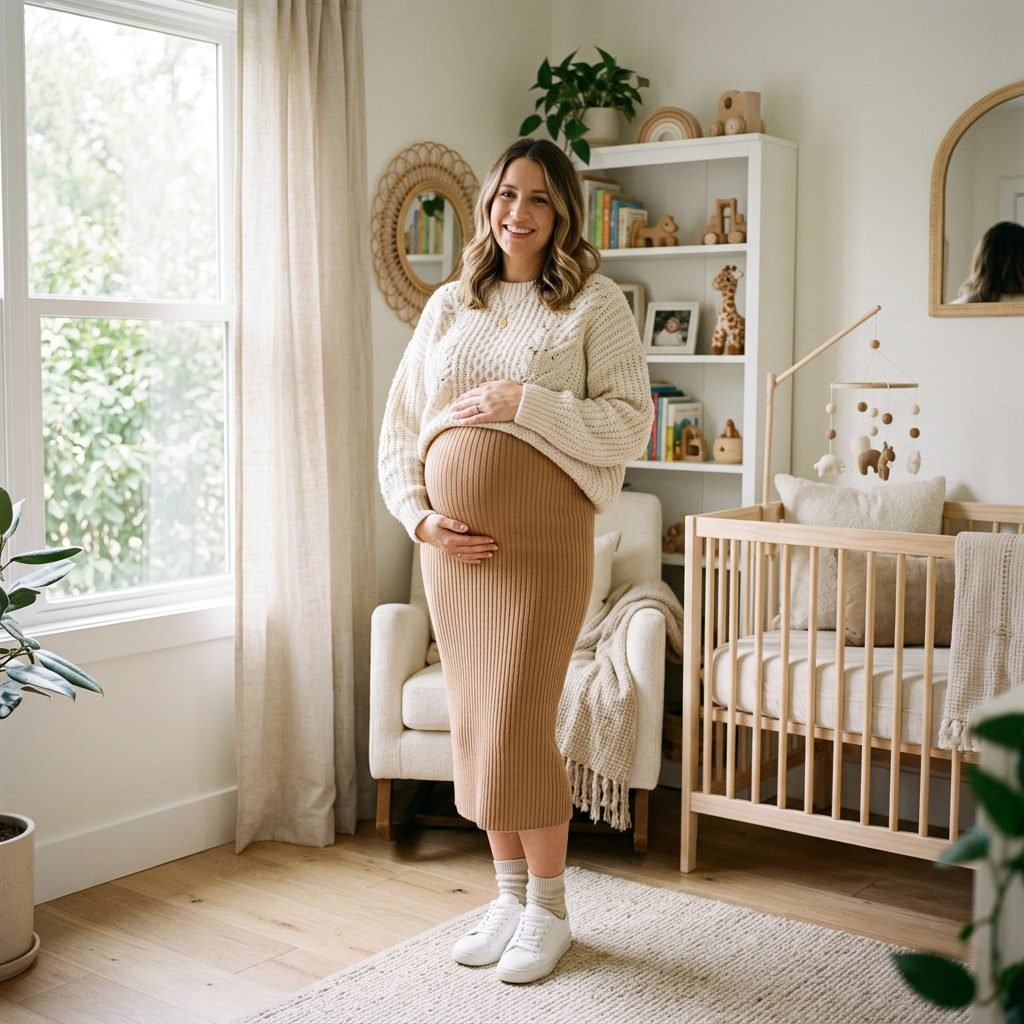 How to Style Ribbed Knit Midi Skirts for a Chic, Stretchy Maternity Look