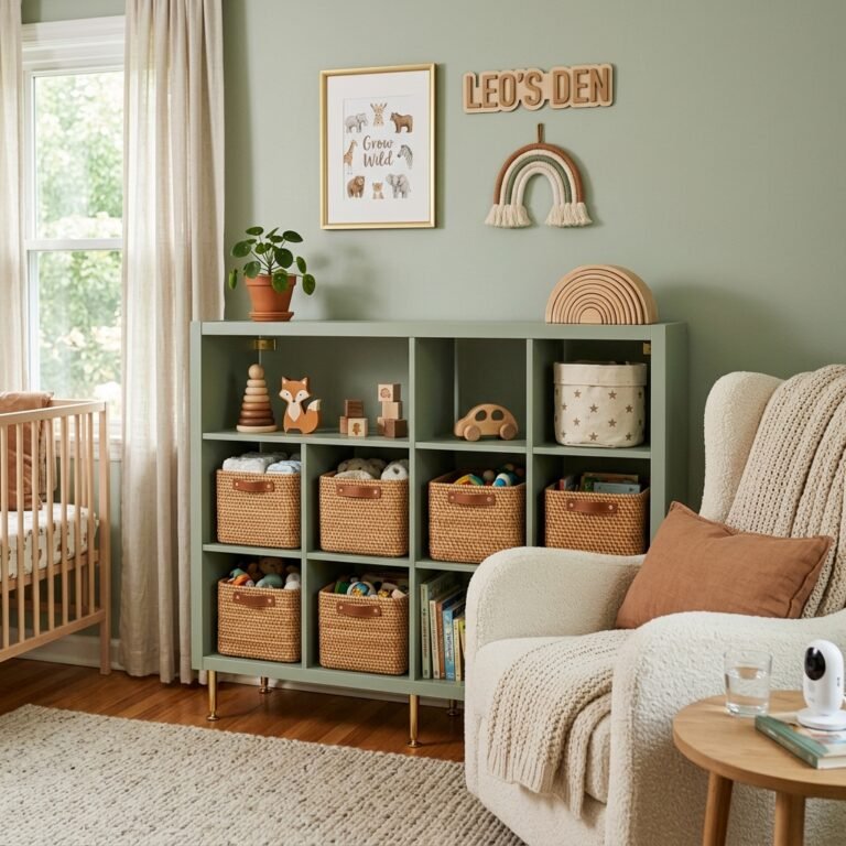 How to Transform an IKEA Kallax Shelf into Beautiful Nursery Toy Storage