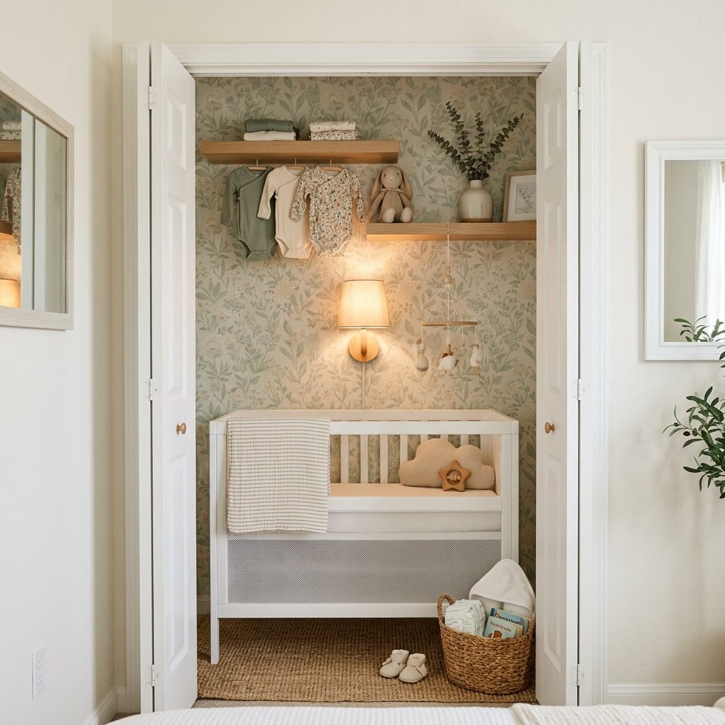 How to Turn a Small Reach-In Closet into a Functional Mini Nursery Nook