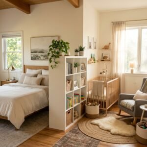 How to Use a Bookshelf as a Room Divider for Your Bedroom Nursery Nook