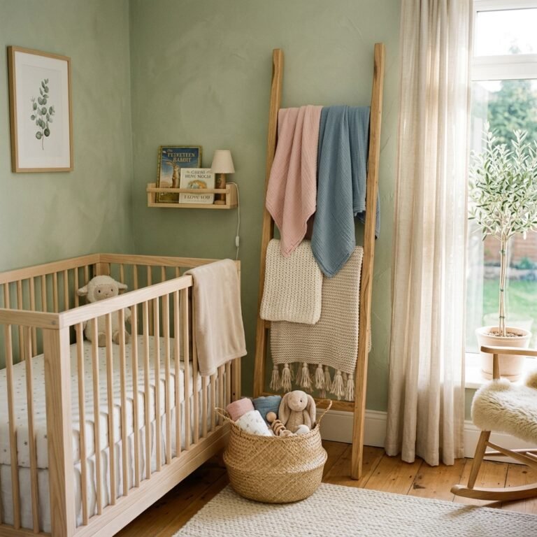 How to Use a Decorative Blanket Ladder for Baby Blanket Storage in a Tiny Nursery