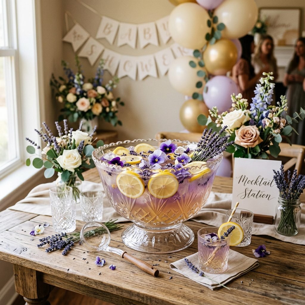 Lavender Chamomile Mocktail Punch: A Calming and Elegant Baby Shower Drink