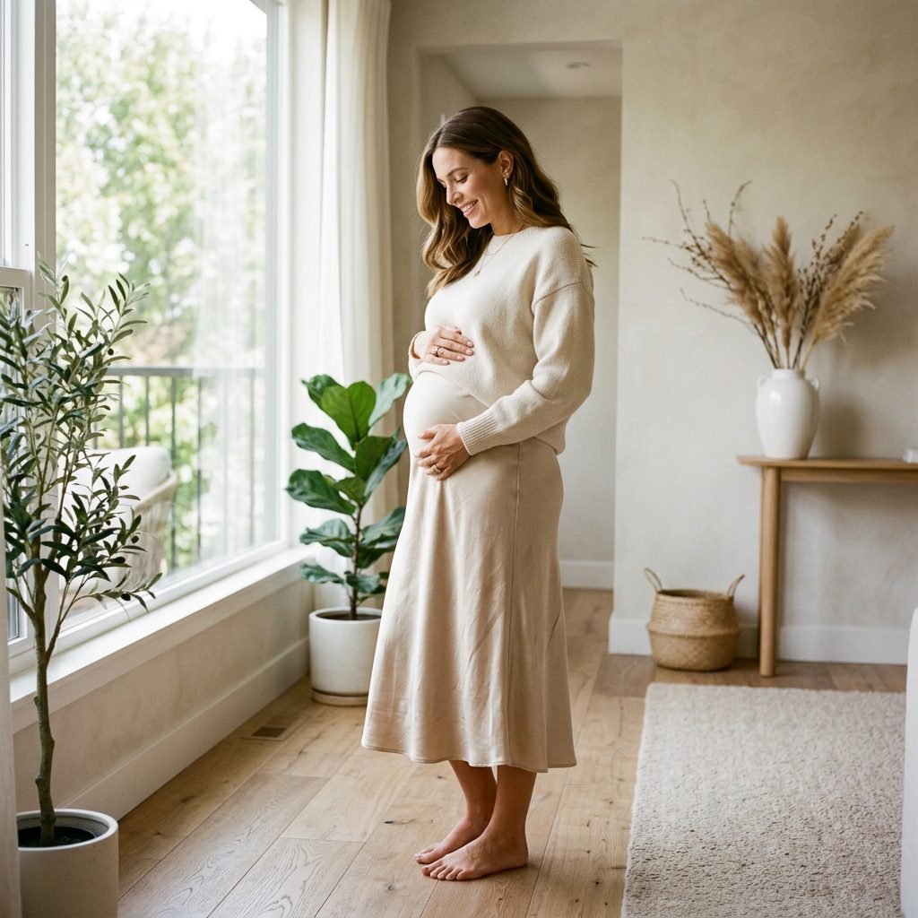 Look Chic on a Budget: How to Style a Silk Slip Midi Skirt Through Every Trimester