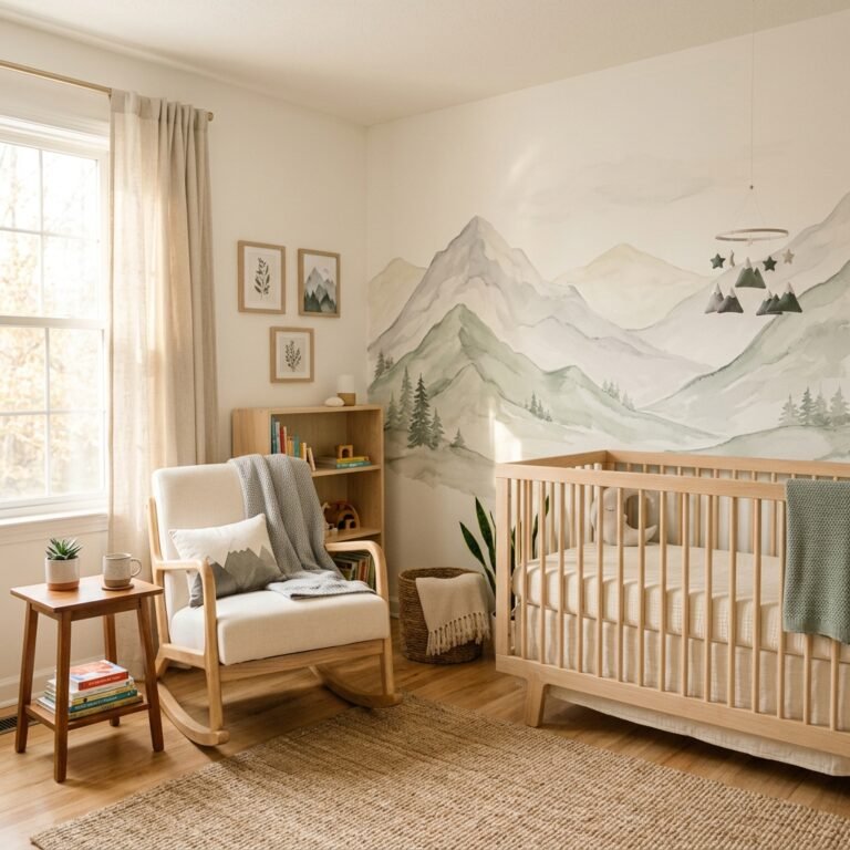 Modern Nursery on a Budget: DIY Minimalist Scandinavian Mountain Mural Tutorial