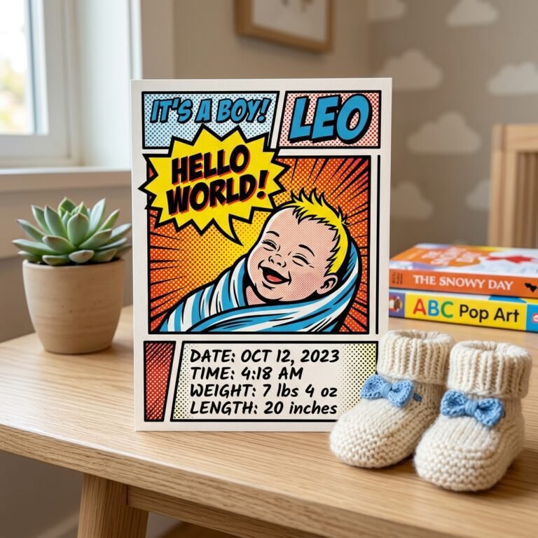 Pop Art Birth Announcement: Fun and Colorful Card Ideas for Cool Parents