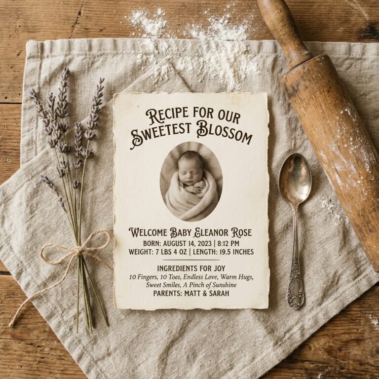 Step-by-Step Guide to Designing a Vintage Recipe Card Birth Announcement