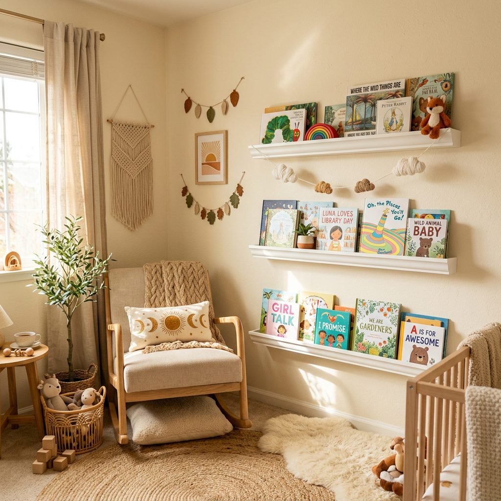 The $15 DIY Rain Gutter Bookshelf Hack for a Gorgeous Nursery Library