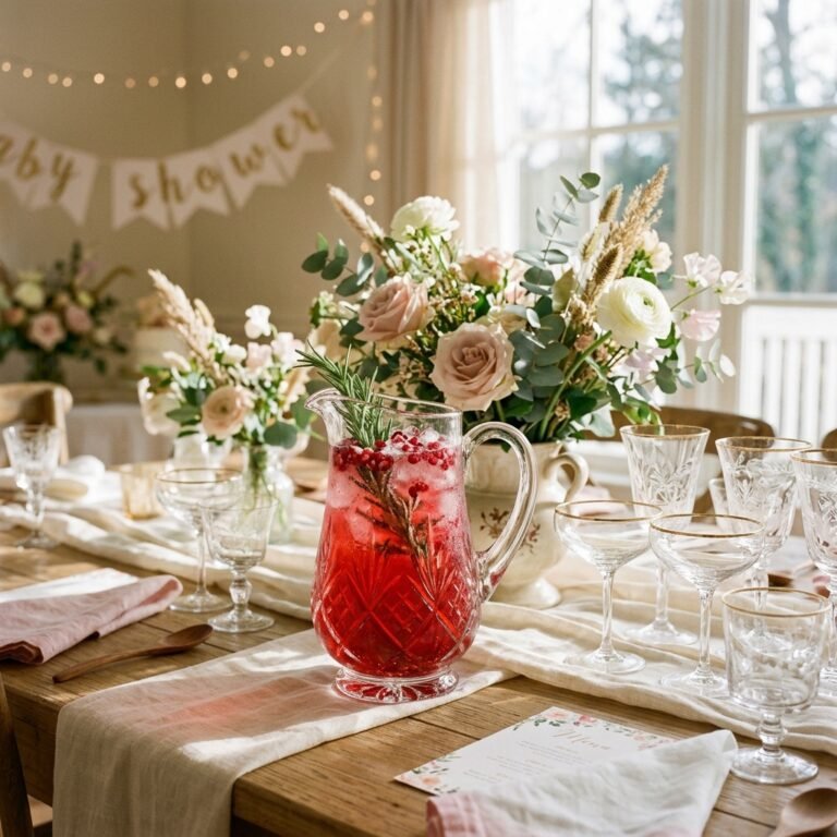 The Best Sparkling Pomegranate Ginger Mocktail for a Festive Baby Shower