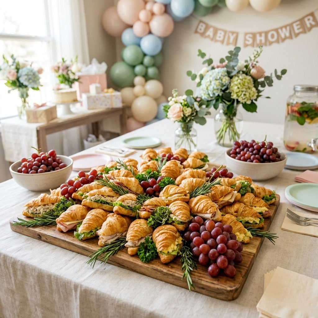 The Cheap Croissant Sandwich Platter Hack for Large Baby Showers