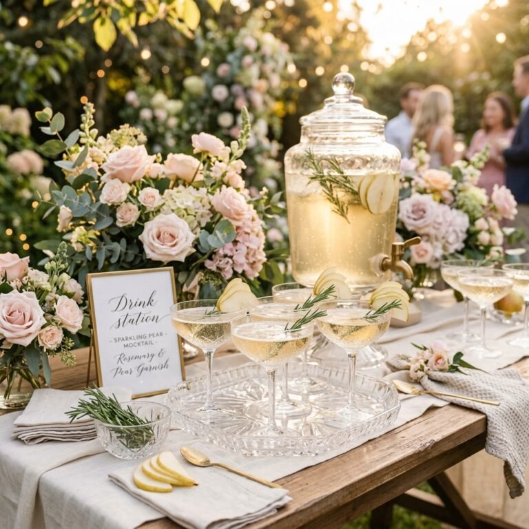 The Elegant Sparkling Pear and Rosemary Mocktail Recipe Your Baby Shower Needs