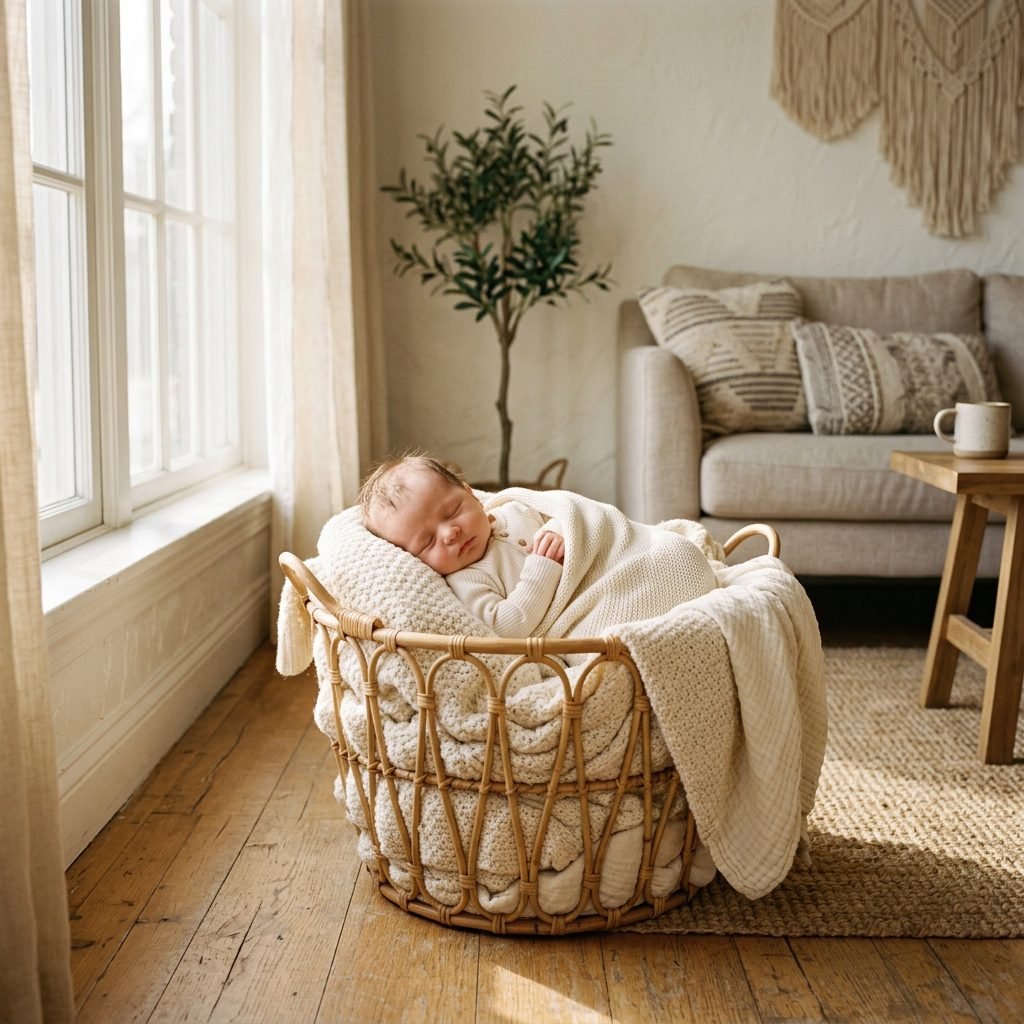 The Laundry Basket Trick: Sweet & Cozy Lifestyle Newborn Photo Ideas at Home