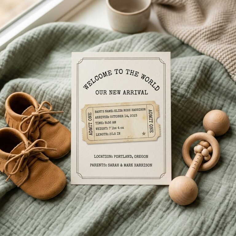 This Vintage Ticket Style Birth Announcement Is Absolutely Adorable (and Easy to Make)