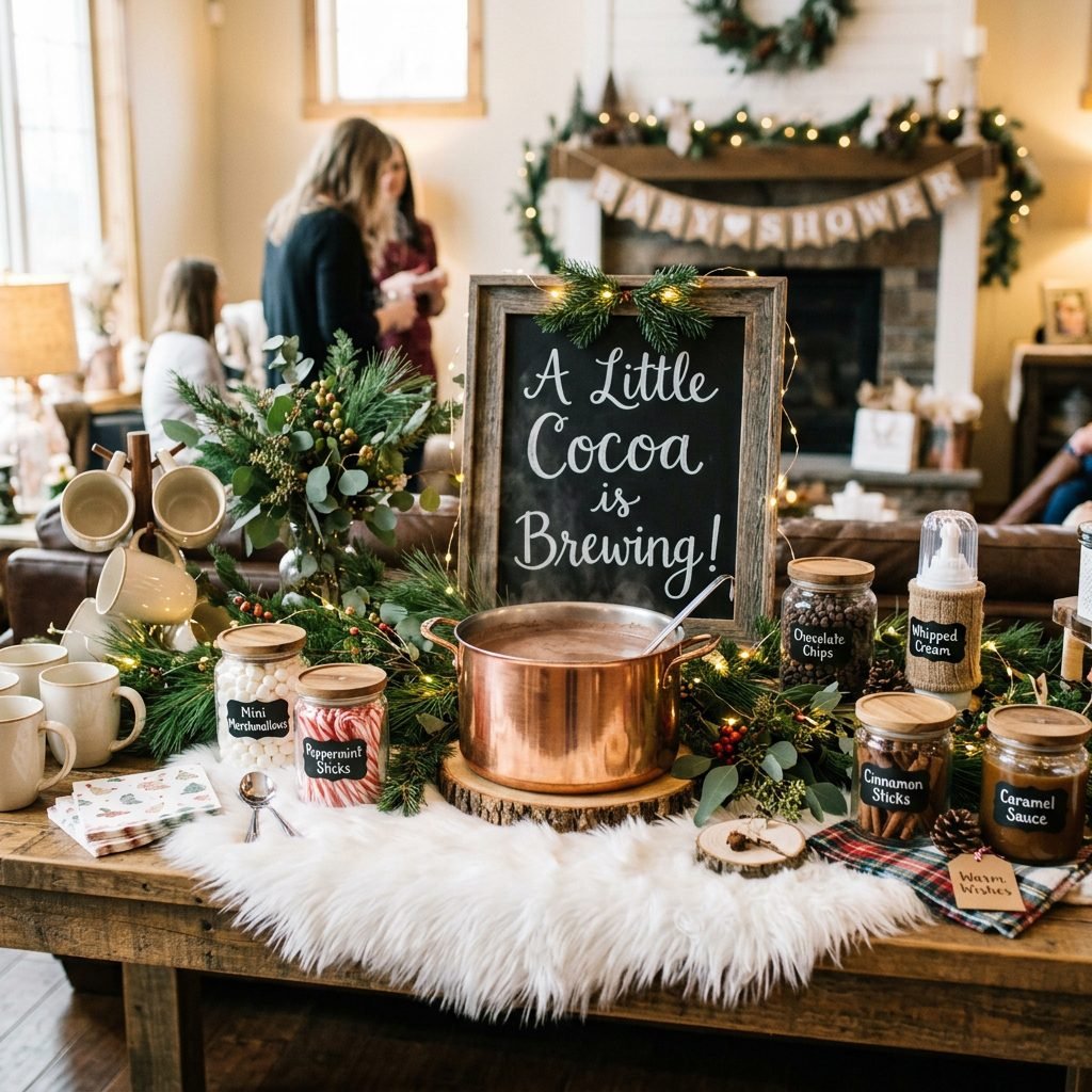 Warm & Cozy: How to Set Up a DIY Hot Cocoa Bar for a Winter Baby Shower